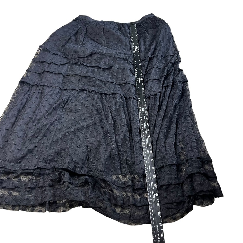 The Great Black Swiss Dot Tulle Maxi Skirt Tiered Mesh Size 3 Large - Picture 10 of 12